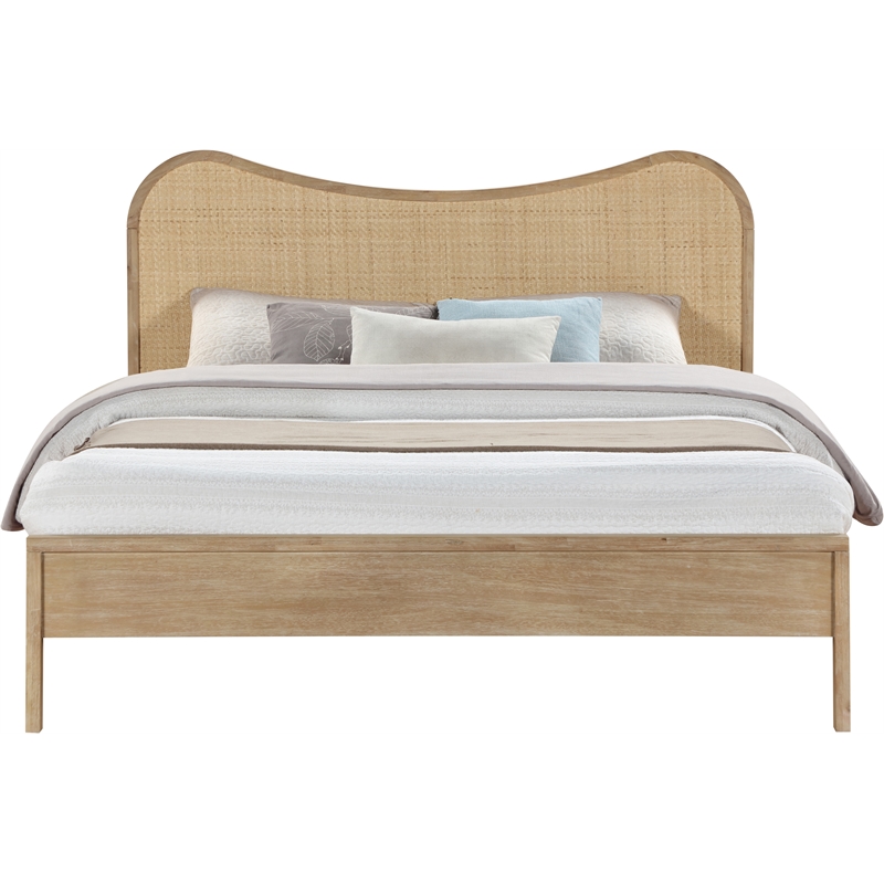 Bowery Hill Contemporary Solid Wood And Natural Cane Full Bed