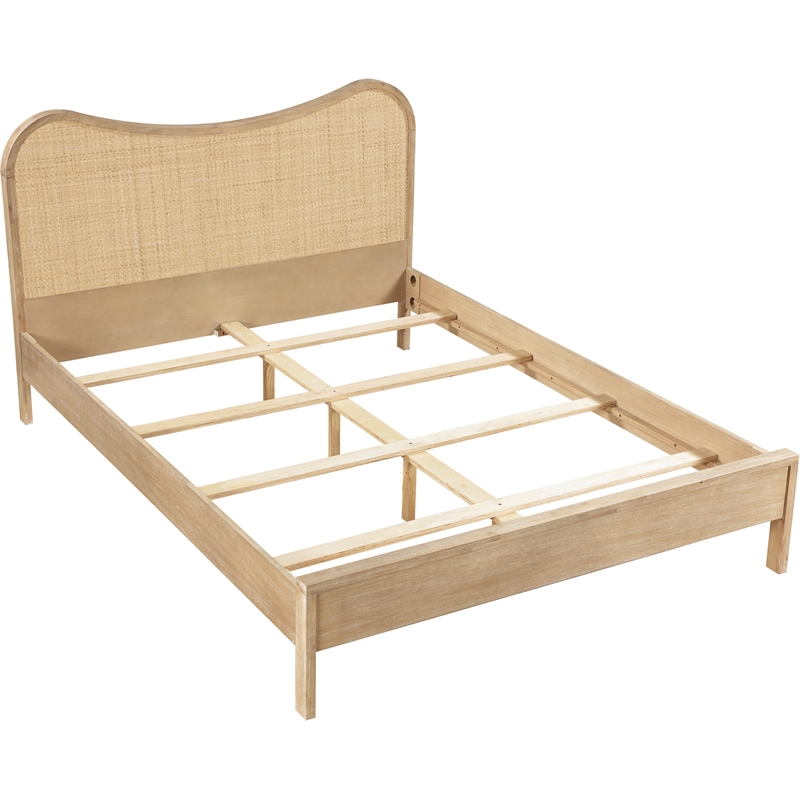 Bowery Hill Contemporary Solid Wood And Natural Cane Full Bed