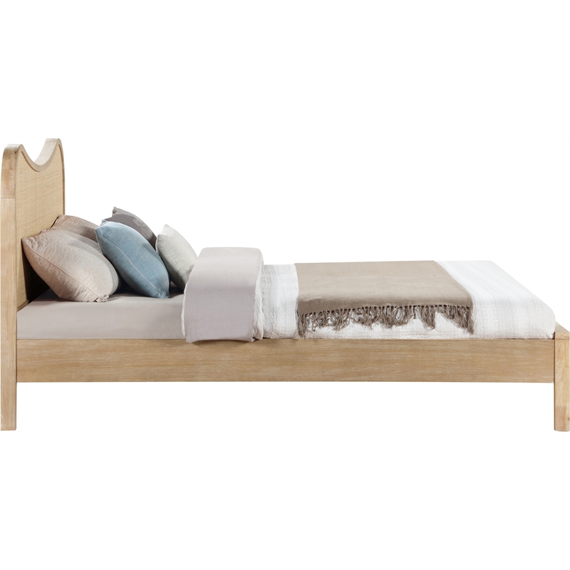 Bowery Hill Contemporary Solid Wood And Natural Cane King Bed