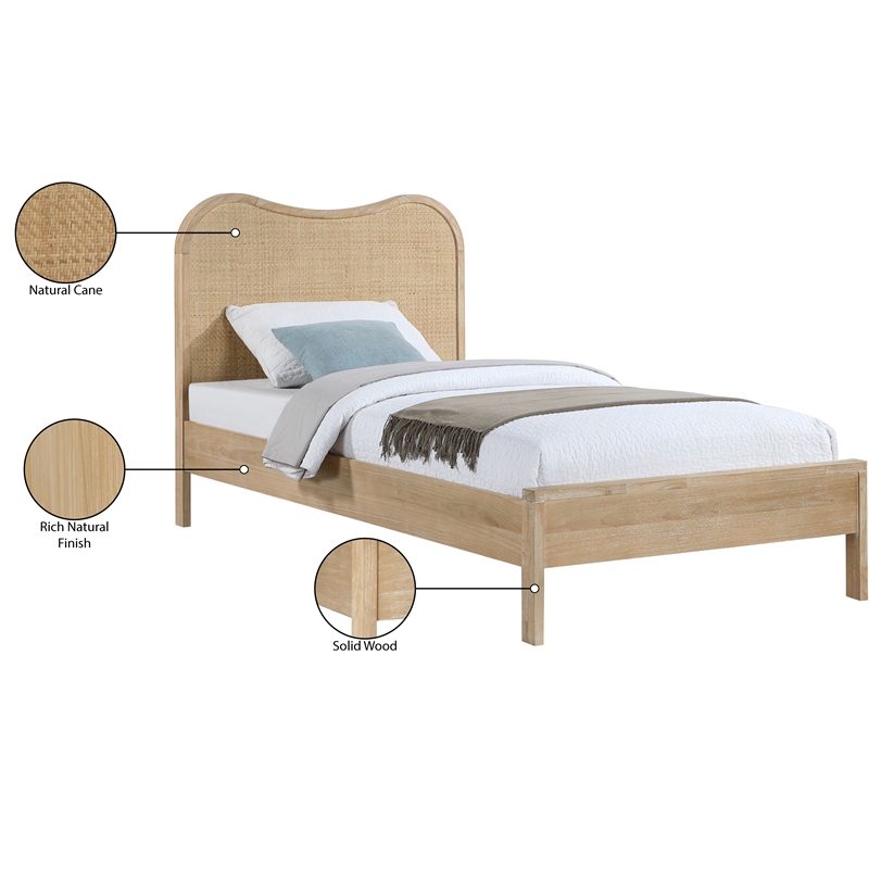 Bowery Hill Contemporary Solid Wood And Natural Cane Twin Bed