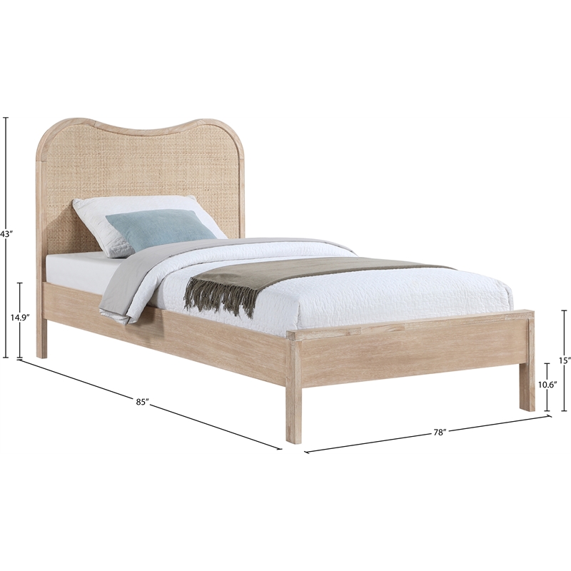 Bowery Hill Contemporary Solid Wood And Natural Cane Twin Bed
