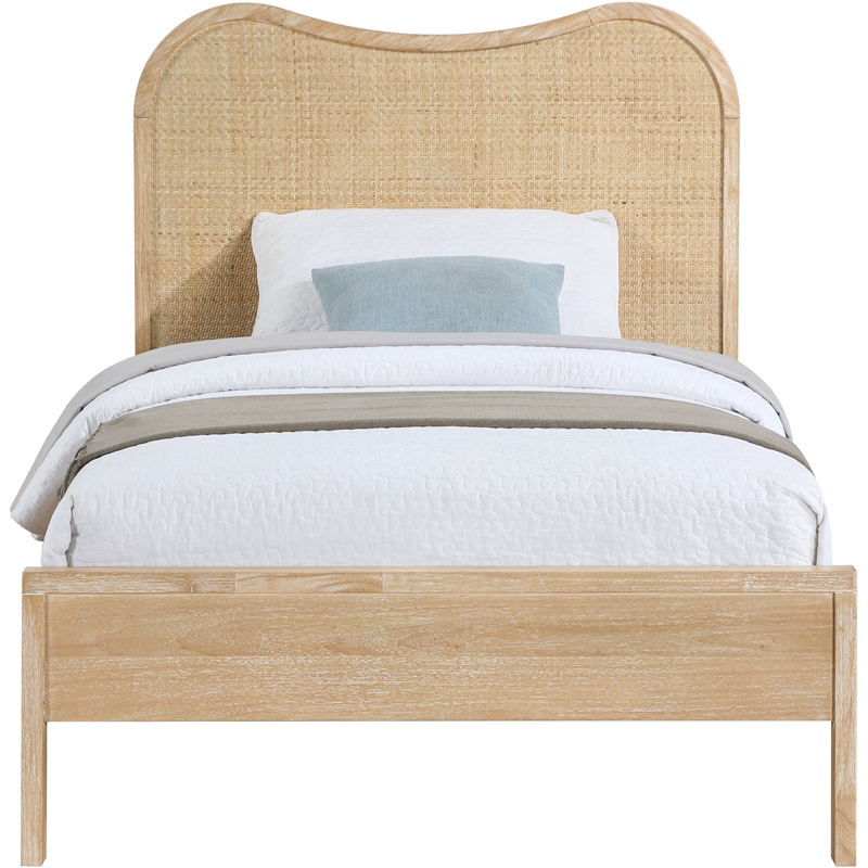 Bowery Hill Contemporary Solid Wood And Natural Cane Twin Bed