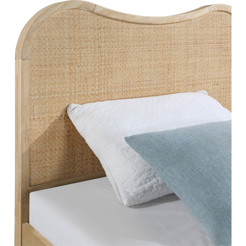 Bowery Hill Contemporary Solid Wood And Natural Cane Twin Bed