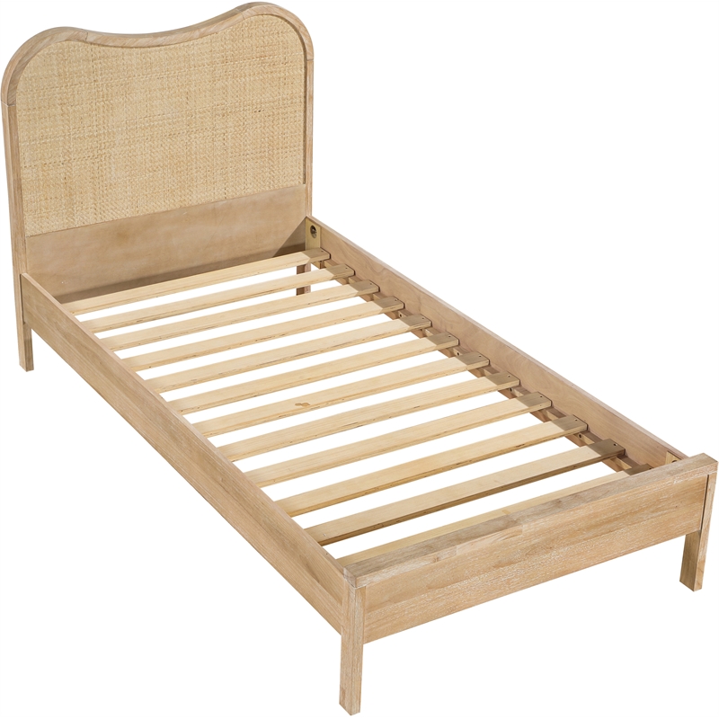 Bowery Hill Contemporary Solid Wood And Natural Cane Twin Bed