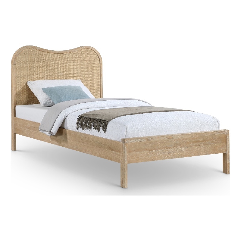 Bowery Hill Contemporary Solid Wood And Natural Cane Twin Bed