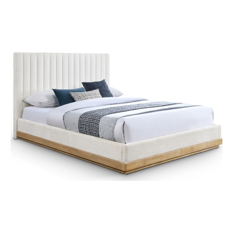 Bowery Hill Contemporary Soft Cream Chenille Fabric Full Bed