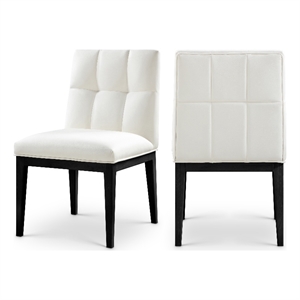 Bowery Hill Contemporary Cream Vegan Leather Dining Side Chair (Set of 2)