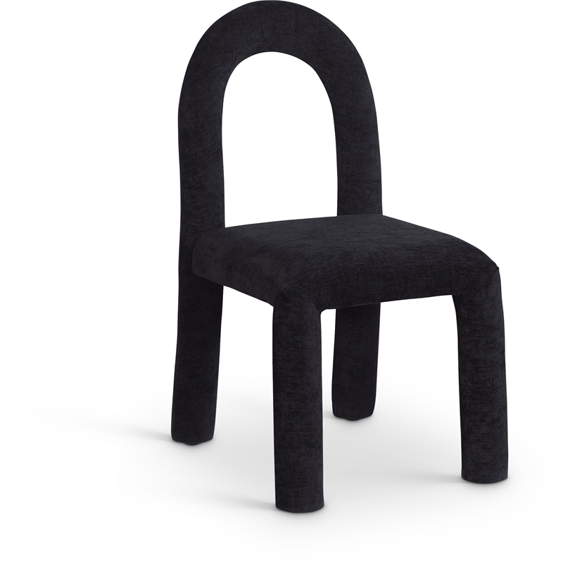 Bowery Hill Contemporary Black Chenille Fabric Dining Chair (Set of 2)