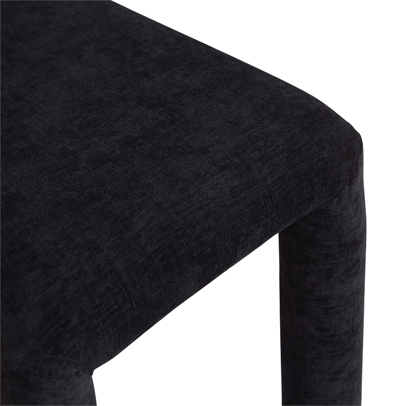 Bowery Hill Contemporary Black Chenille Fabric Dining Chair (Set of 2)