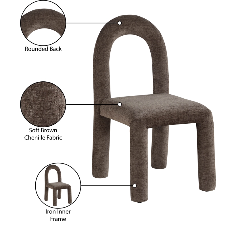 Bowery Hill Contemporary Brown Chenille Fabric Dining Chair (Set of 2)