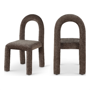 Bowery Hill Contemporary Brown Chenille Fabric Dining Chair (Set of 2)
