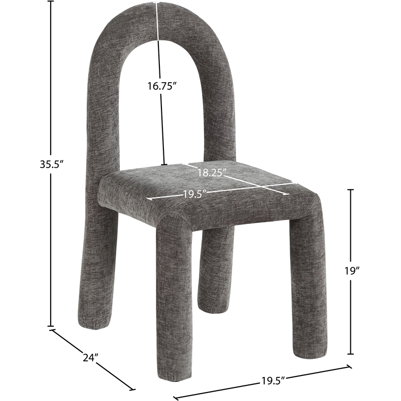 Bowery Hill Contemporary Grey Chenille Fabric Dining Chair (Set of 2)