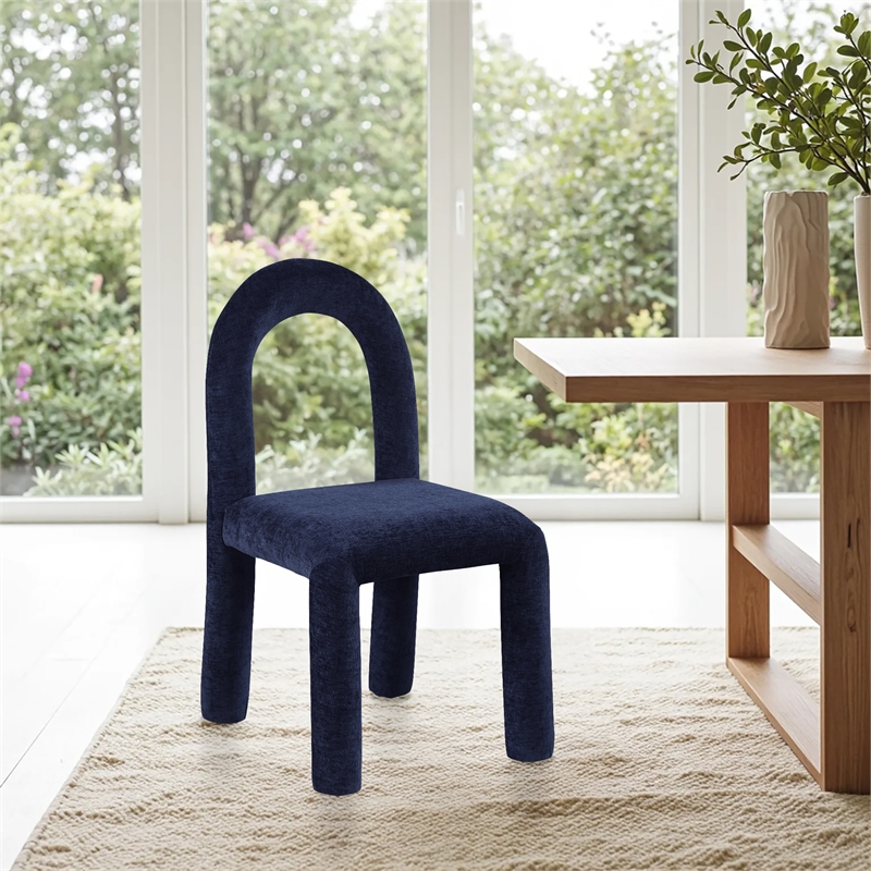 Bowery Hill Contemporary Navy Chenille Fabric Dining Chair (Set of 2)