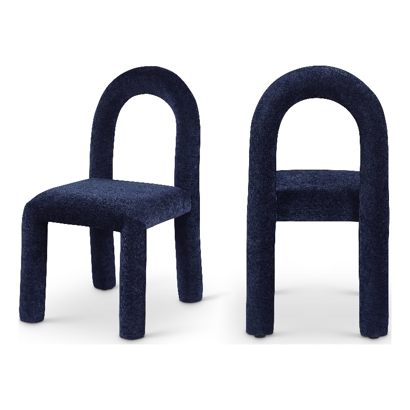 Bowery Hill Contemporary Navy Chenille Fabric Dining Chair (Set of 2)
