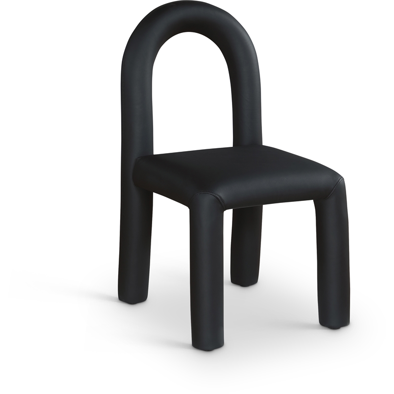 Bowery Hill Contemporary Black Vegan Leather Dining Chair (Set of 2)