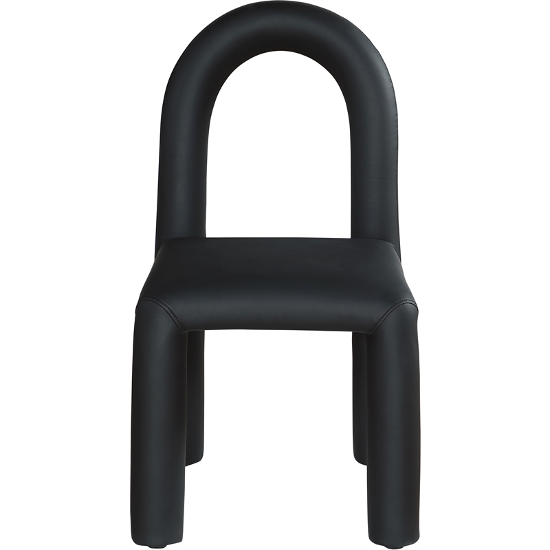 Bowery Hill Contemporary Black Vegan Leather Dining Chair (Set of 2)