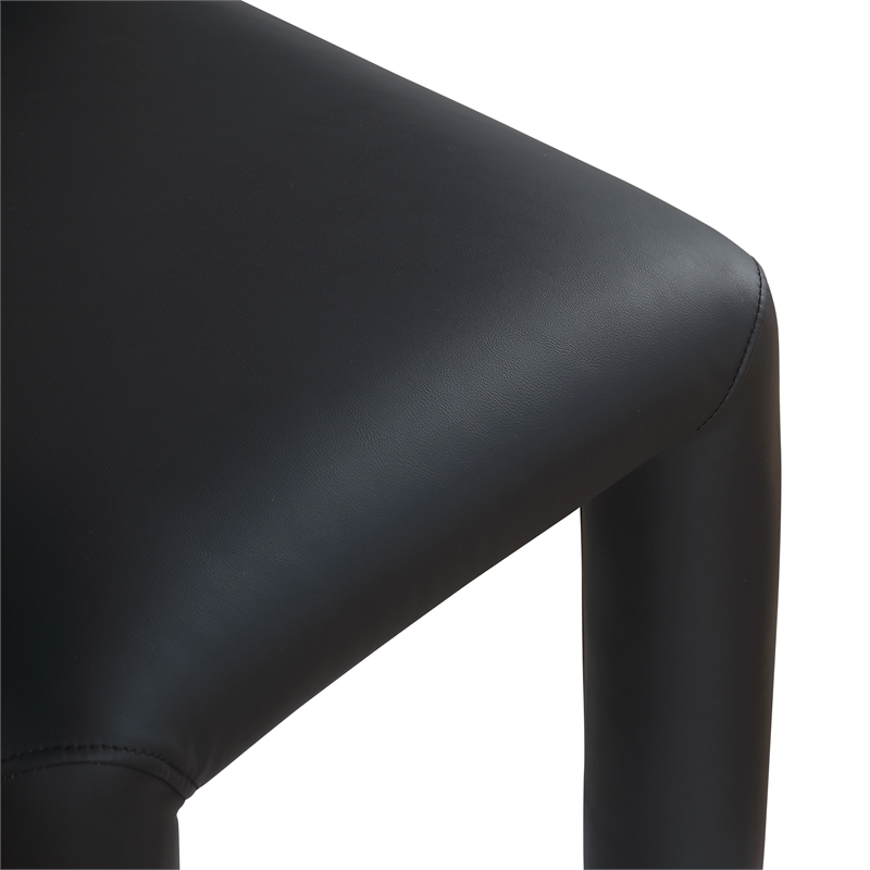 Bowery Hill Contemporary Black Vegan Leather Dining Chair (Set of 2)