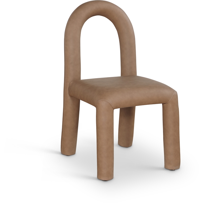 Bowery Hill Contemporary Brown Vegan Leather Dining Chair (Set of 2)