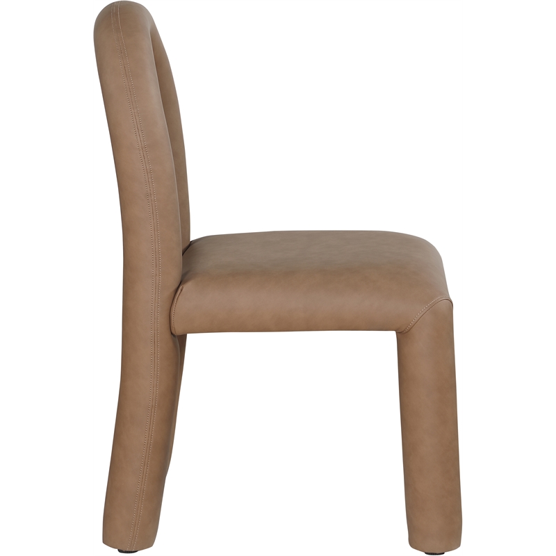 Bowery Hill Contemporary Brown Vegan Leather Dining Chair (Set of 2)