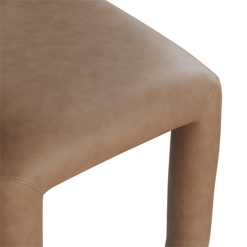 Bowery Hill Contemporary Brown Vegan Leather Dining Chair (Set of 2)