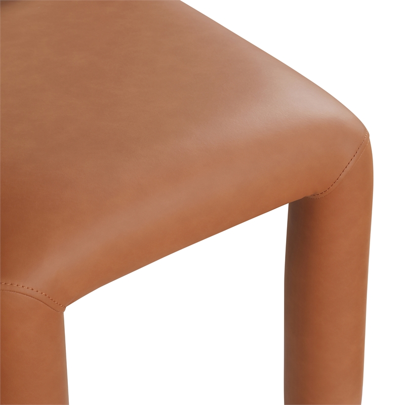 Bowery Hill Contemporary Cognac Vegan Leather Dining Chair (Set of 2)