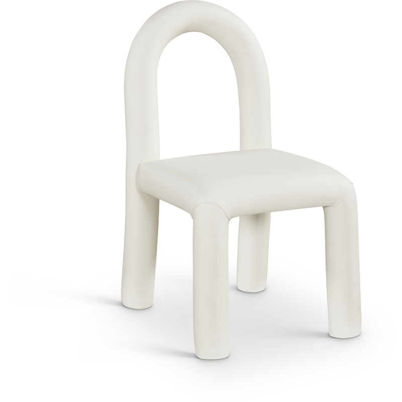 Bowery Hill Contemporary Cream Vegan Leather Dining Chair (Set of 2)