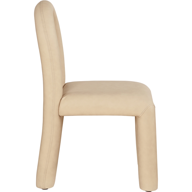 Bowery Hill Contemporary Tan Vegan Leather Dining Chair (Set of 2)