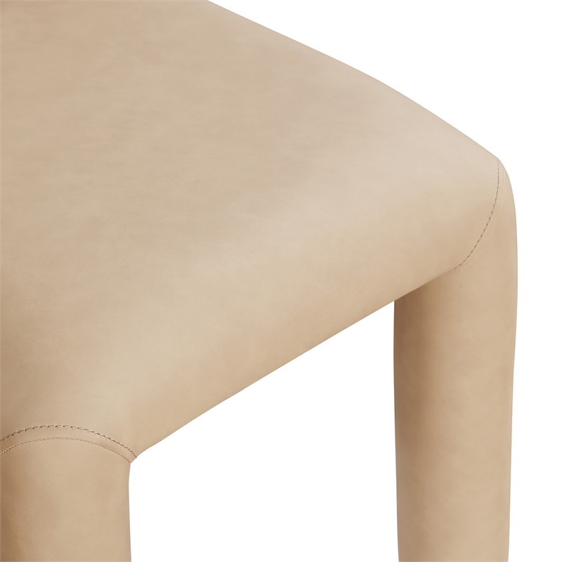 Bowery Hill Contemporary Tan Vegan Leather Dining Chair (Set of 2)