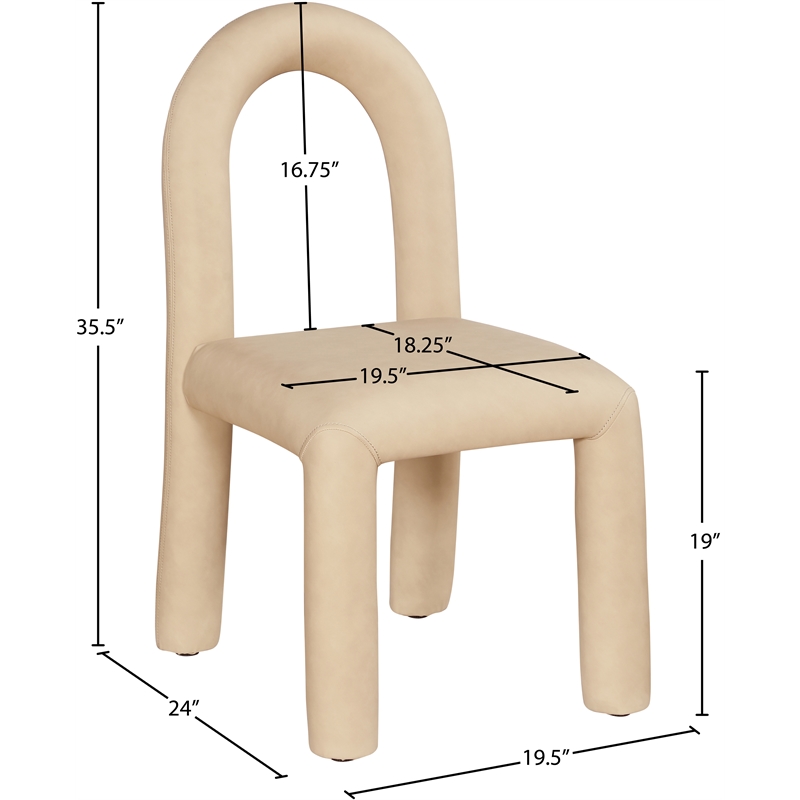 Bowery Hill Contemporary Tan Vegan Leather Dining Chair (Set of 2)