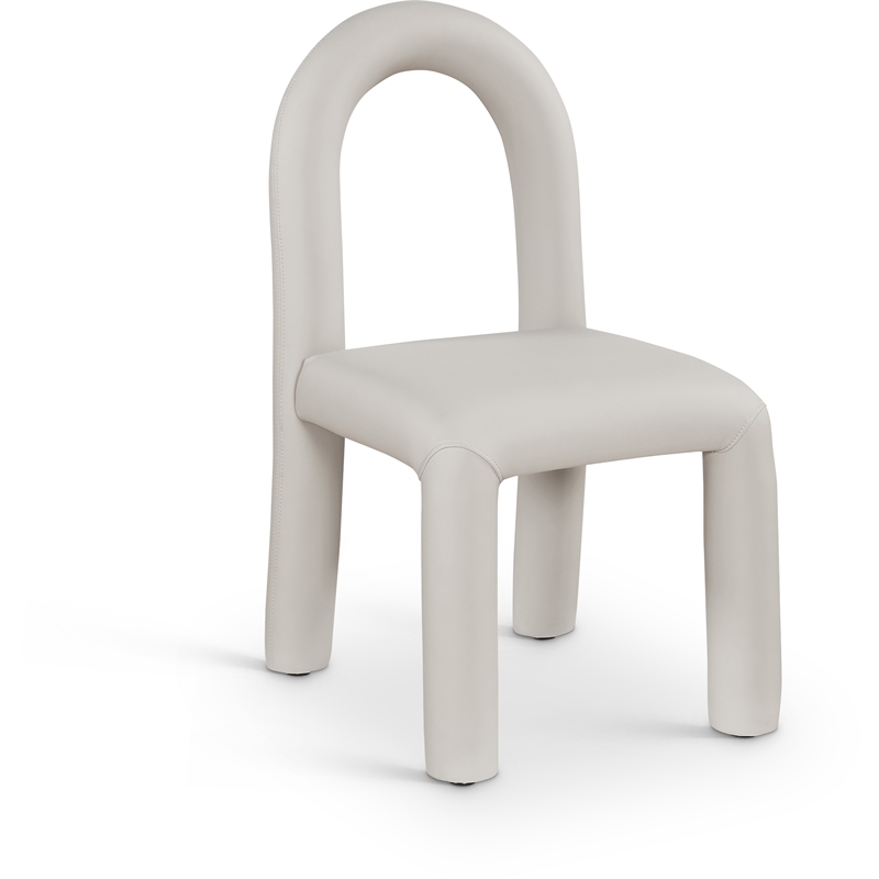 Bowery Hill Contemporary Taupe Vegan Leather Dining Chair (Set of 2)