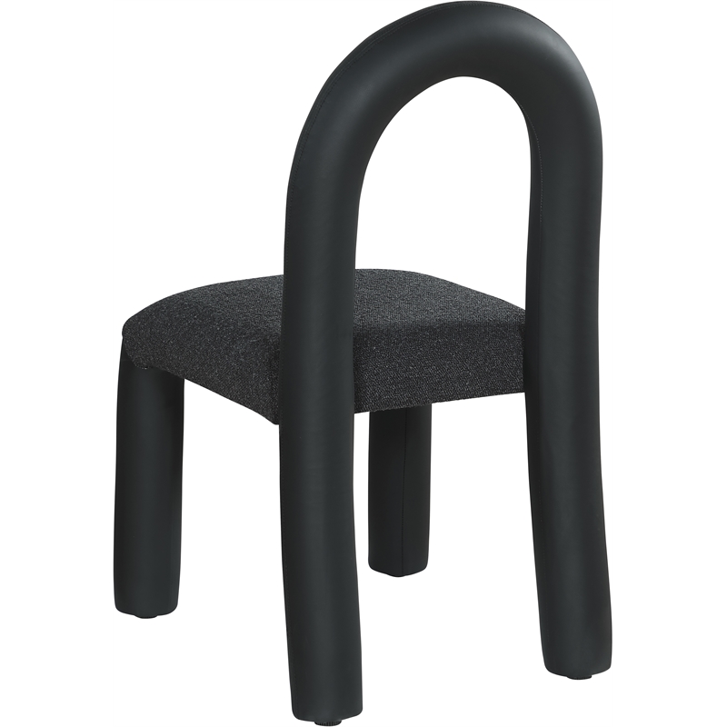 Bowery Hill Contemporary Black Boucle and Vegan Leather Dining Chair (Set of 2)