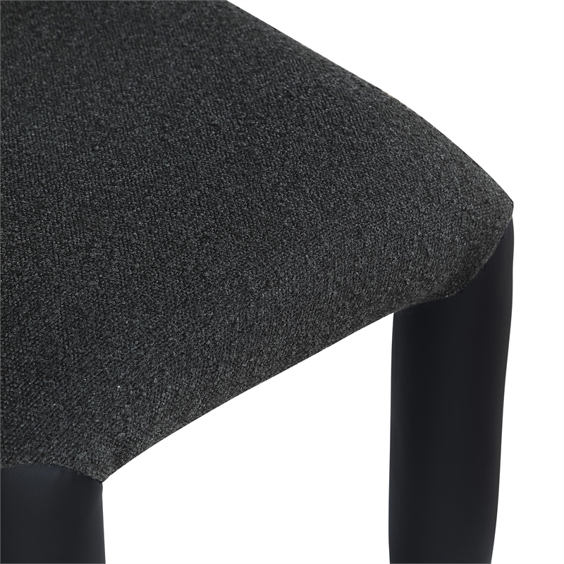 Bowery Hill Contemporary Black Boucle and Vegan Leather Dining Chair (Set of 2)