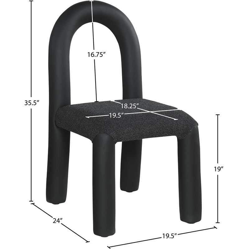 Bowery Hill Contemporary Black Boucle and Vegan Leather Dining Chair (Set of 2)