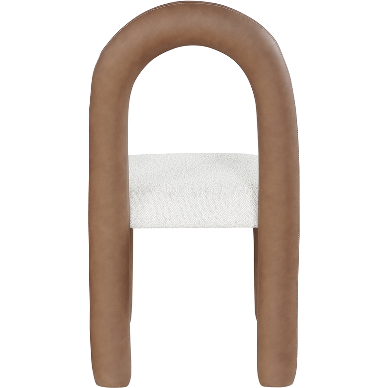 Bowery Hill Contemporary Brown Boucle and Vegan Leather Dining Chair (Set of 2)