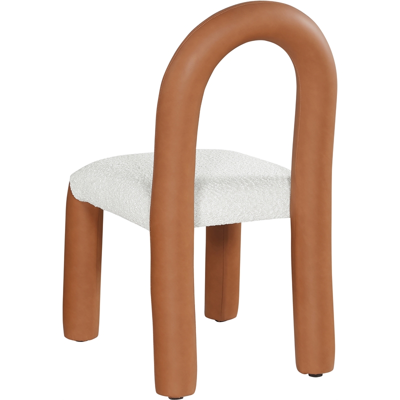 Bowery Hill Contemporary Cognac Boucle and Vegan Leather Dining Chair (Set of 2)