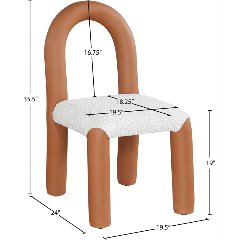 Bowery Hill Contemporary Cognac Boucle and Vegan Leather Dining Chair (Set of 2)
