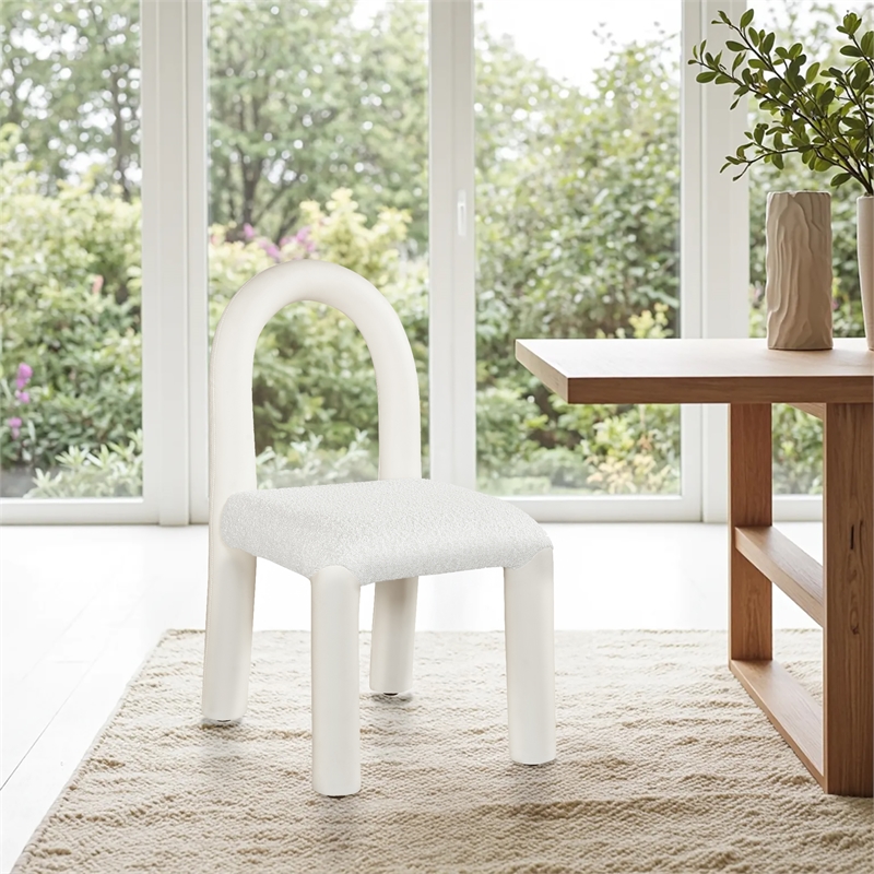 Bowery Hill Contemporary Cream Boucle and Vegan Leather Dining Chair (Set of 2)