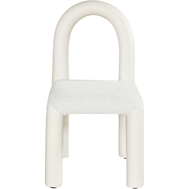 Bowery Hill Contemporary Cream Boucle and Vegan Leather Dining Chair (Set of 2)