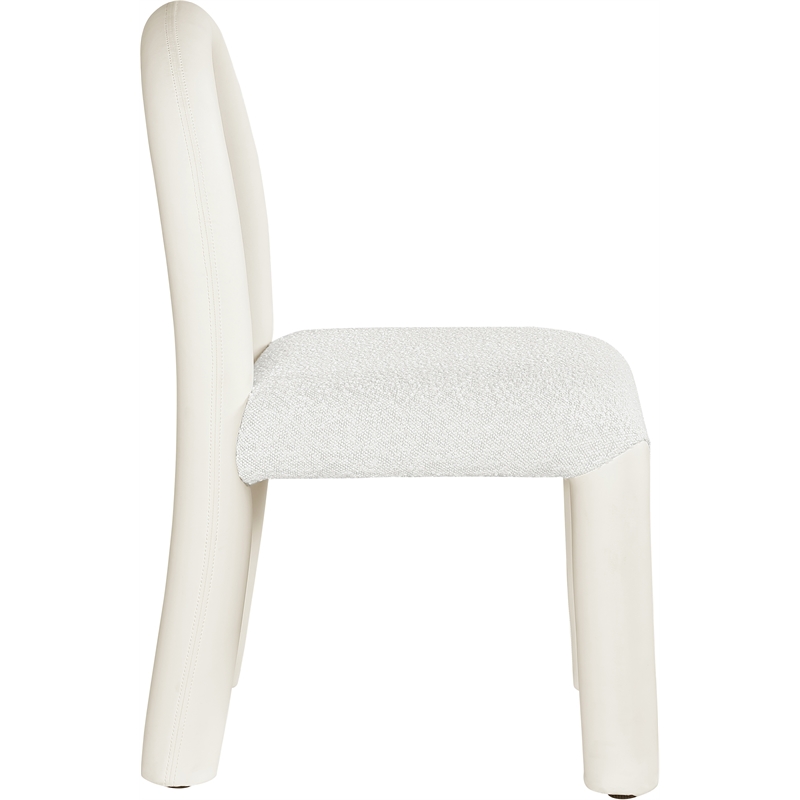 Bowery Hill Contemporary Cream Boucle and Vegan Leather Dining Chair (Set of 2)