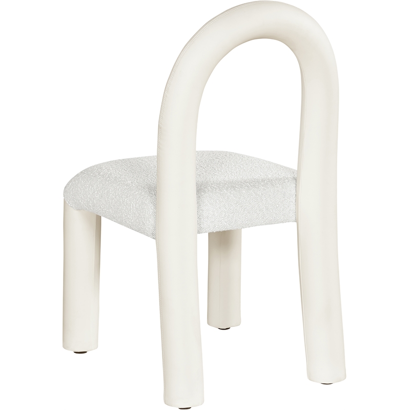 Bowery Hill Contemporary Cream Boucle and Vegan Leather Dining Chair (Set of 2)