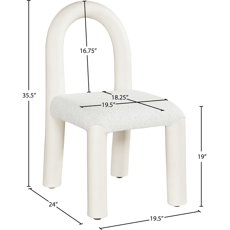 Bowery Hill Contemporary Cream Boucle and Vegan Leather Dining Chair (Set of 2)