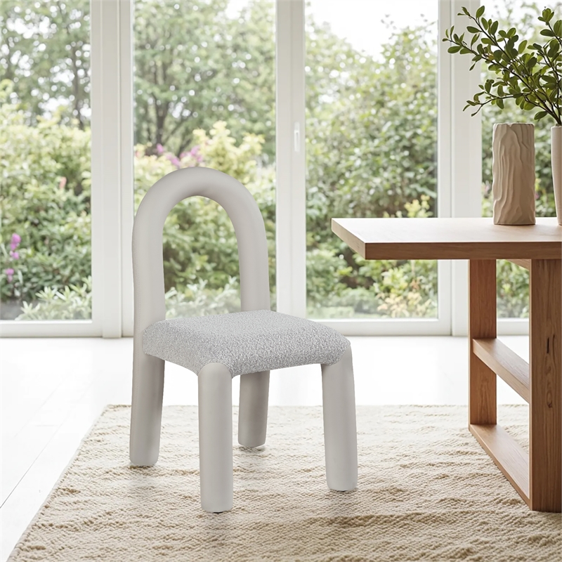 Bowery Hill Contemporary Taupe Boucle and Vegan Leather Dining Chair (Set of 2)