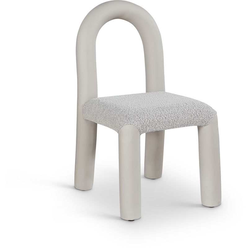 Bowery Hill Contemporary Taupe Boucle and Vegan Leather Dining Chair (Set of 2)