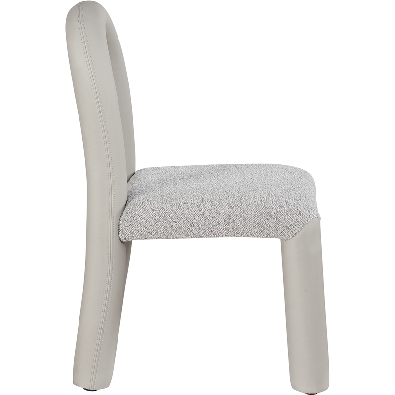 Bowery Hill Contemporary Taupe Boucle and Vegan Leather Dining Chair (Set of 2)