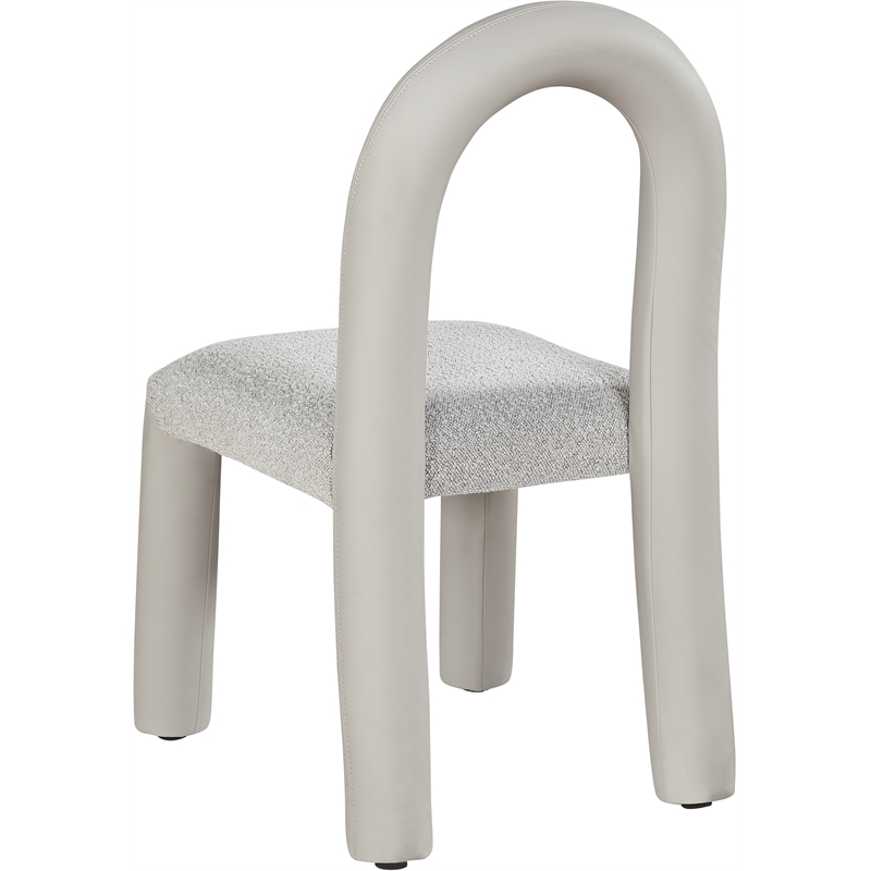 Bowery Hill Contemporary Taupe Boucle and Vegan Leather Dining Chair (Set of 2)