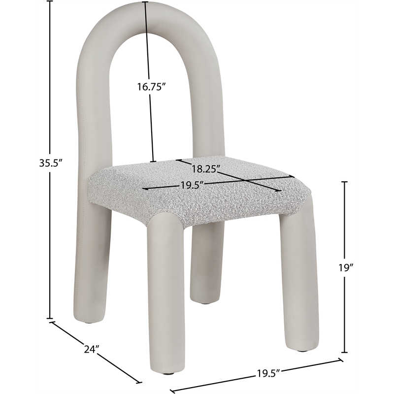 Bowery Hill Contemporary Taupe Boucle and Vegan Leather Dining Chair (Set of 2)