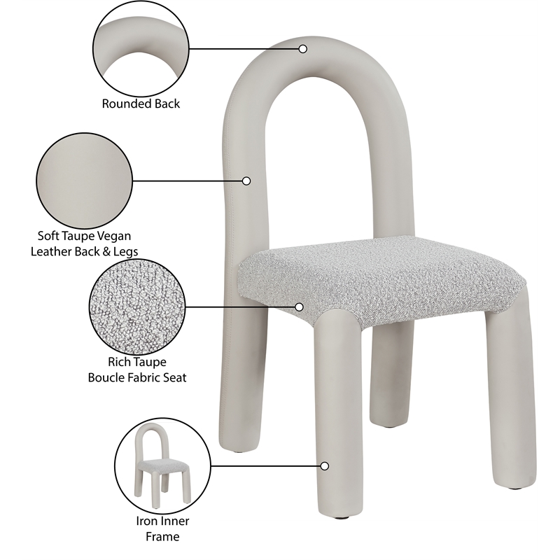 Bowery Hill Contemporary Taupe Boucle and Vegan Leather Dining Chair (Set of 2)