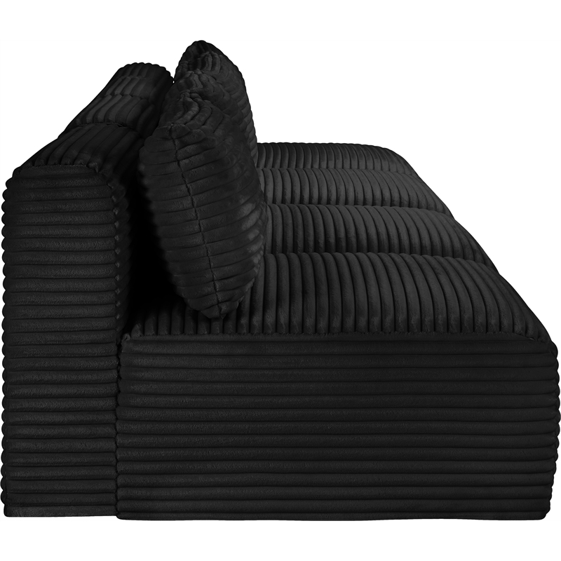 Bowery Hill Contemporary 4-Piece Black Corduroy Performance Fabric Modular Sofa