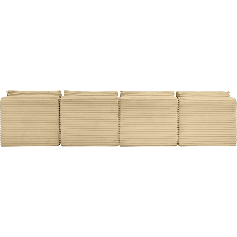 Bowery Hill Contemporary 4-Piece Camel Corduroy Performance Fabric Modular Sofa