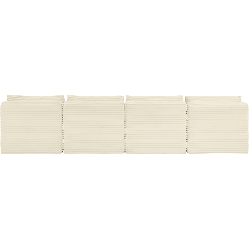Bowery Hill Contemporary 4-Piece Cream Corduroy Performance Fabric Modular Sofa
